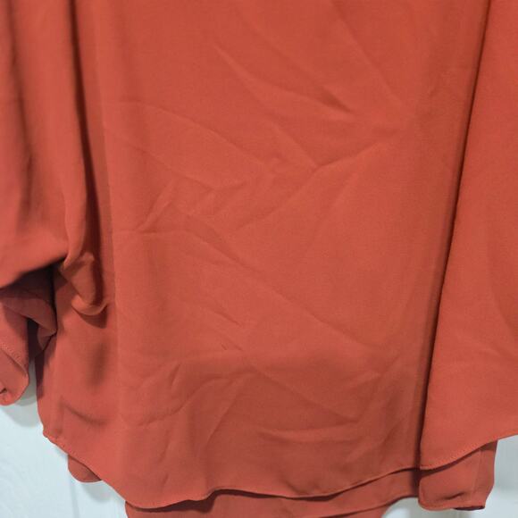 White House Black Market Rust Orange Keyhole Blouse S - Picture 7 of 7